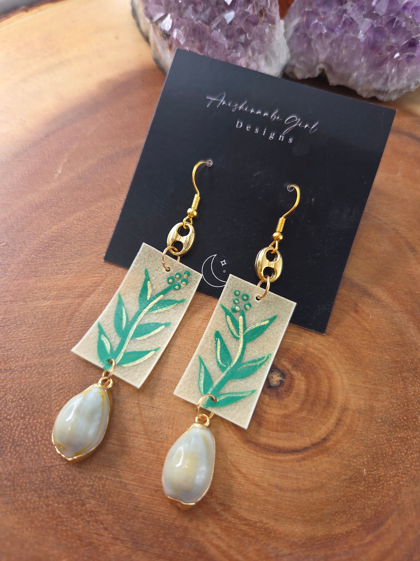 Painted Sage Parfleche Earrings