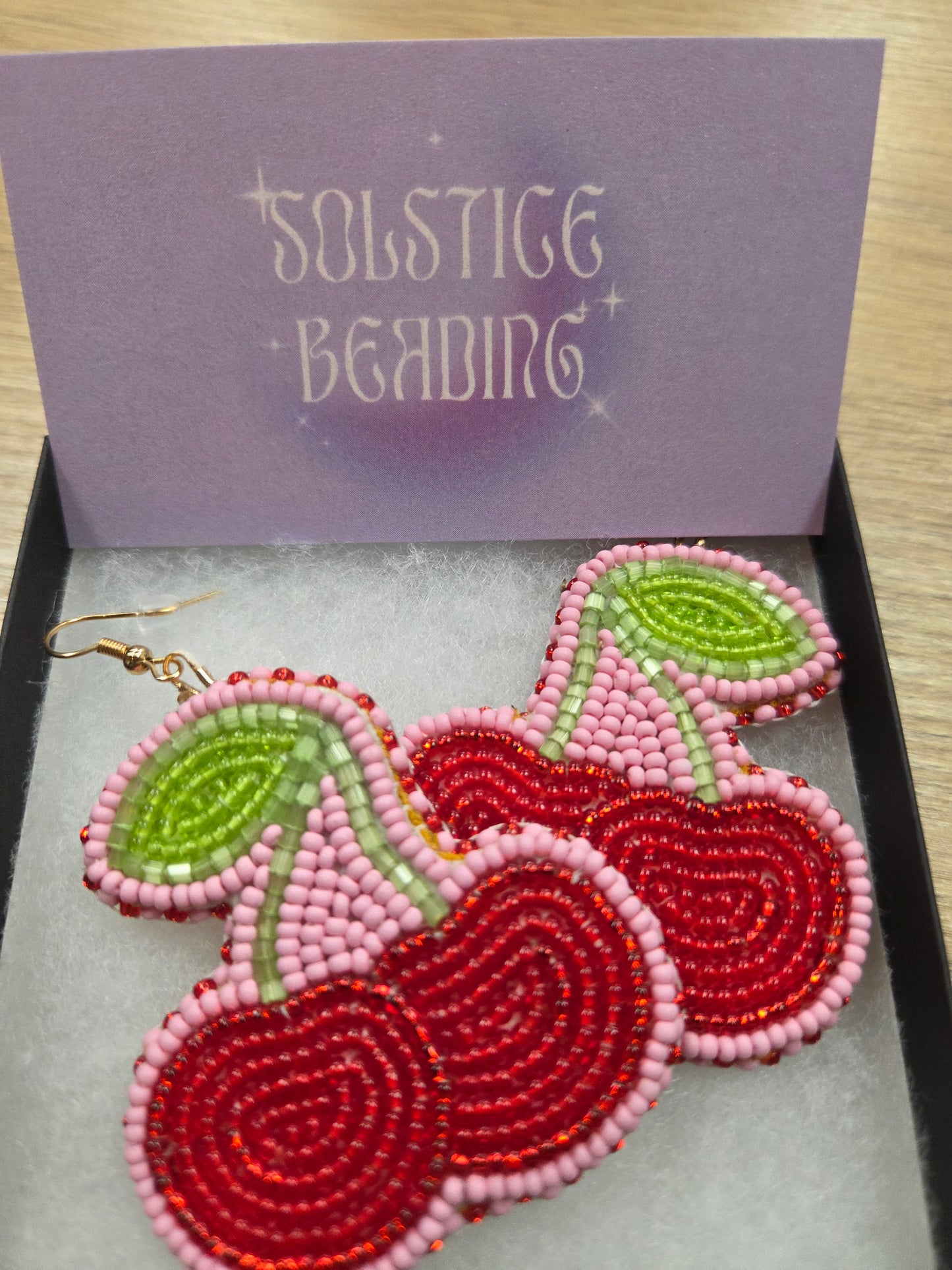 Cherry Beaded Earrings - By Solstice Beading