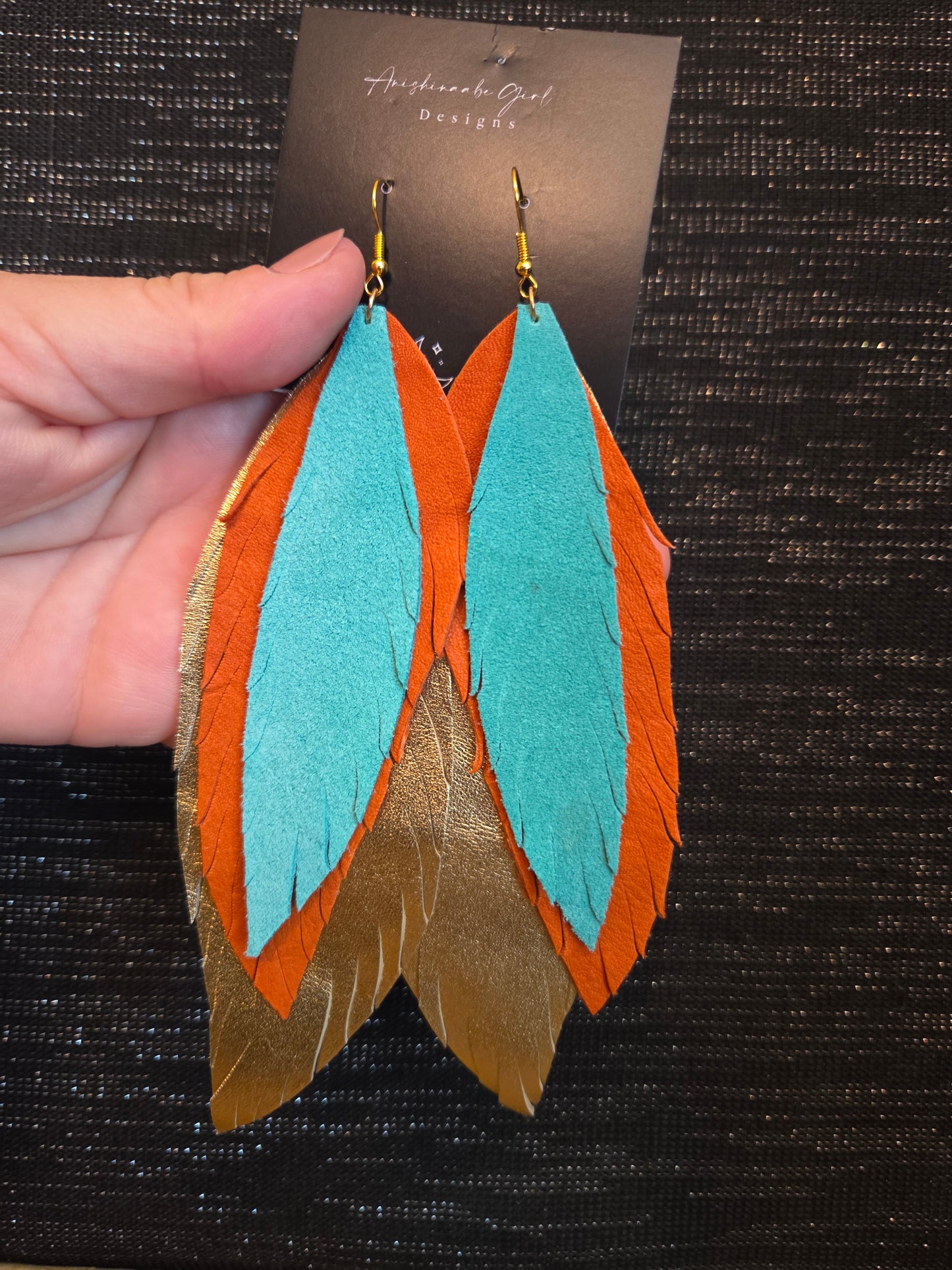 Leather Feather Earrings
