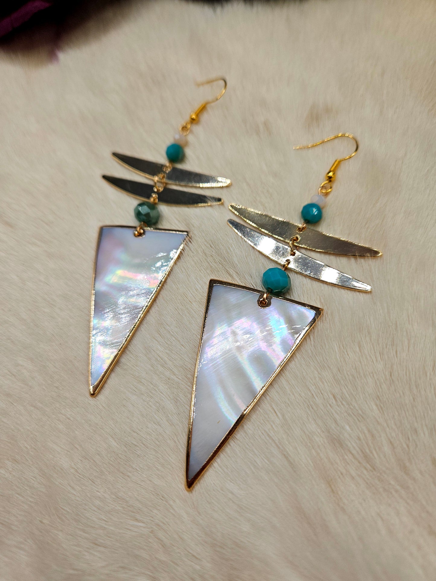 Geometric Shell Drop Earrings