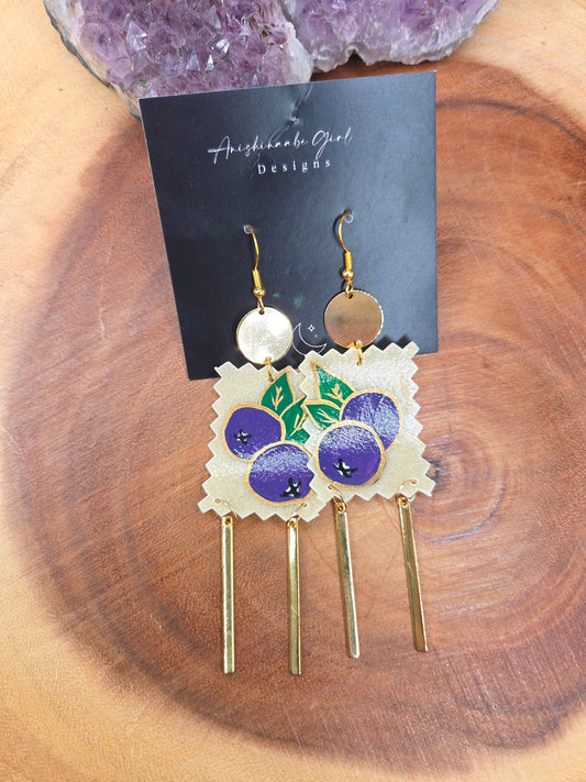 Parfleche Blueberry Painted Earrings