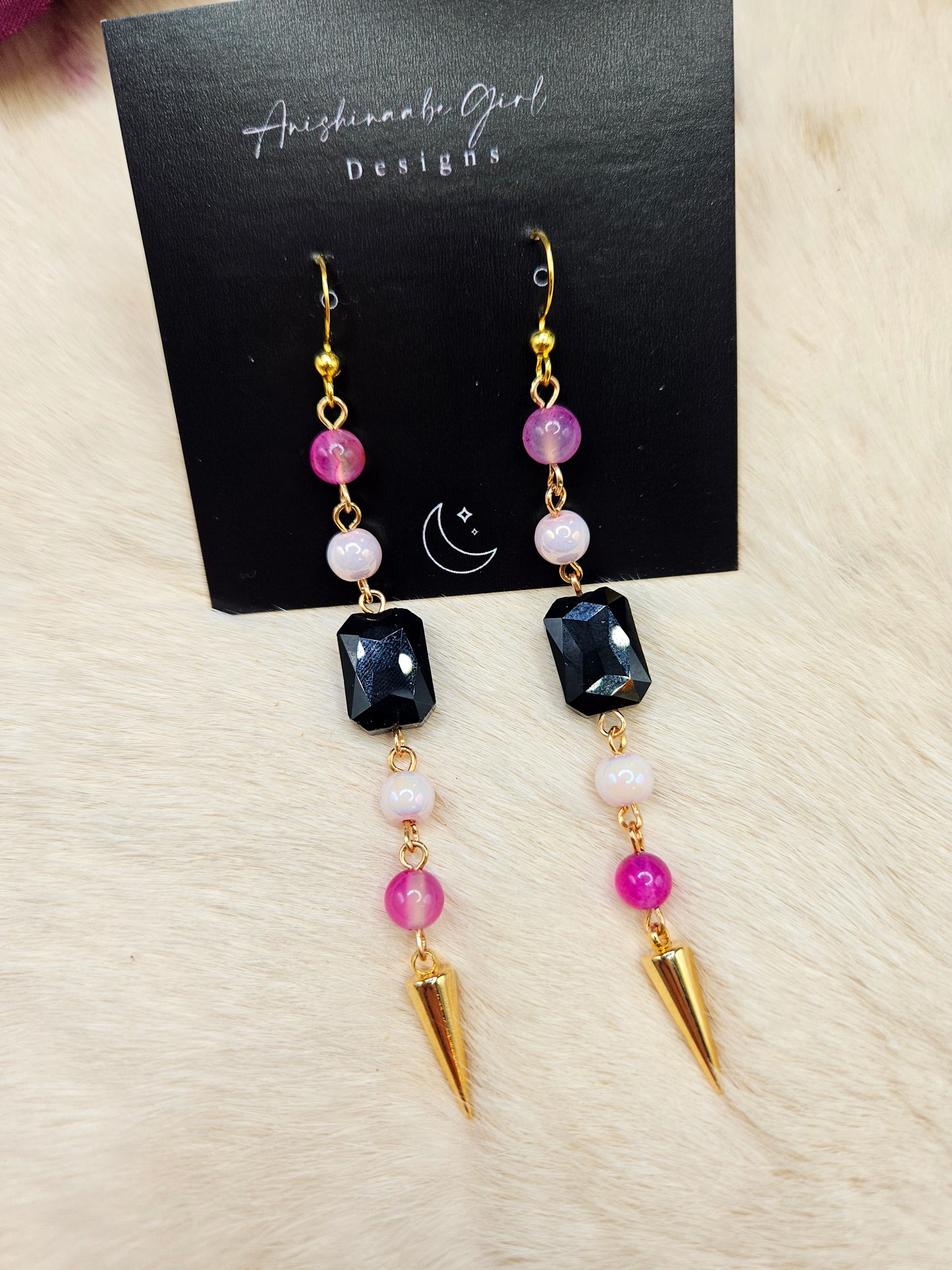 Gemstone Spike Drop Earrings