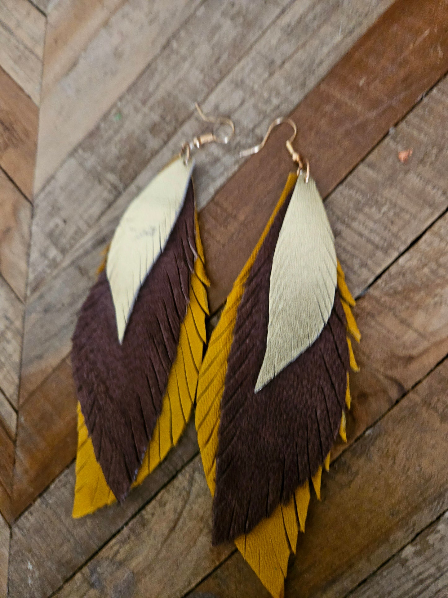 Moosehide Leather Feather Earrings