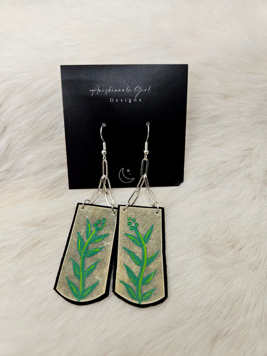 Parfleche Sage Painted Earrings