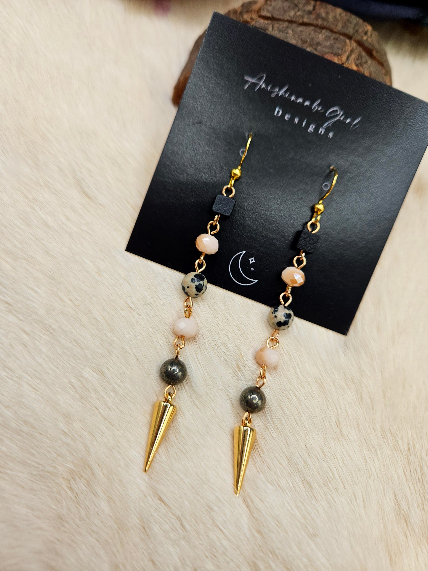 Gemstone Spike Drop Earrings