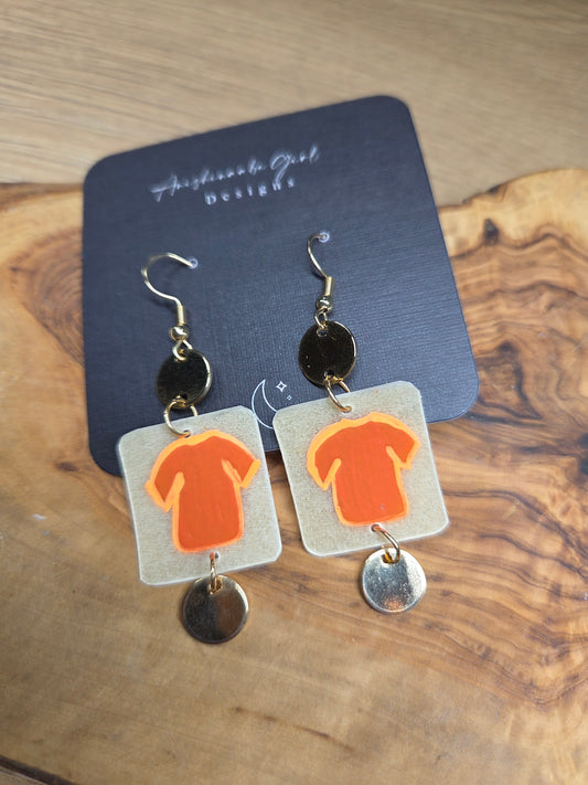 Orange Shirt Parfleche Painted Earrings