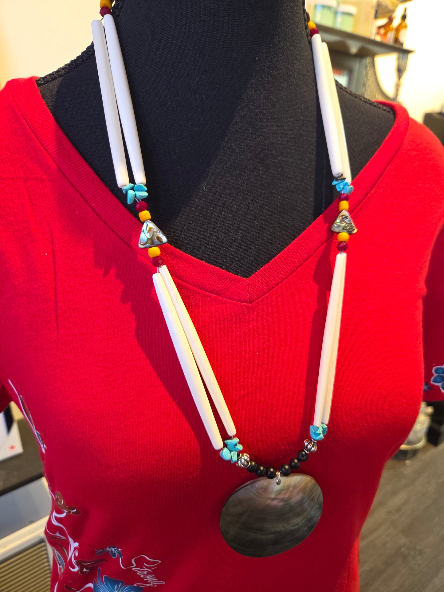 Bone and Shell Bead Necklace