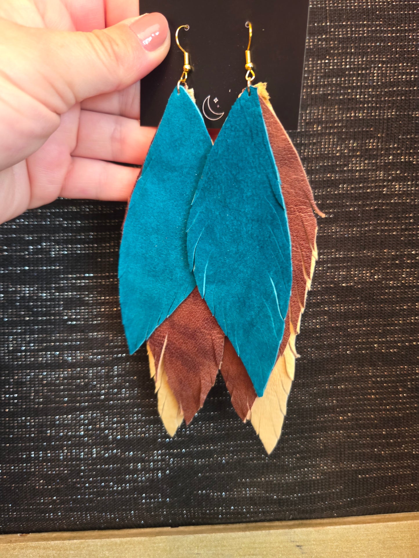 Leather Feather Earrings