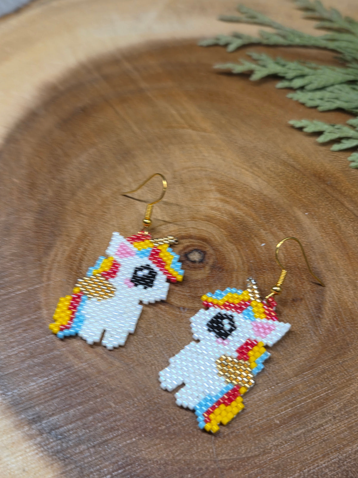 Unicorn Beaded Earrings by Blending Beadz