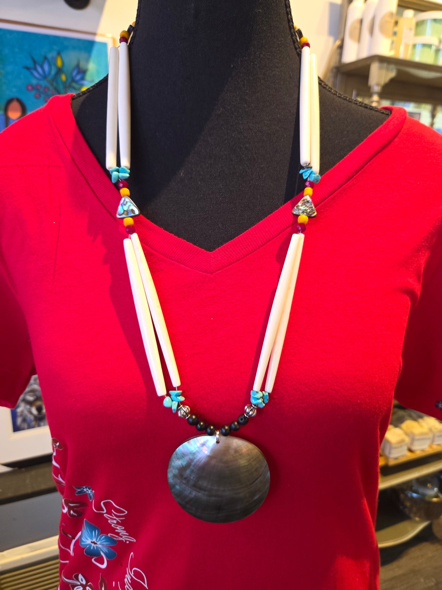 Bone and Shell Bead Necklace