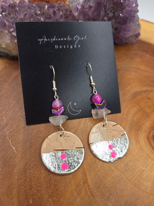 Pink Birchbark Earrings