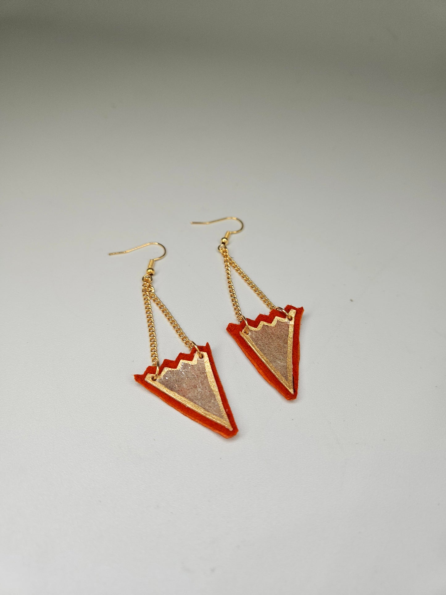 Moosehide Geometric Painted Rawhide Parfleche Earrings