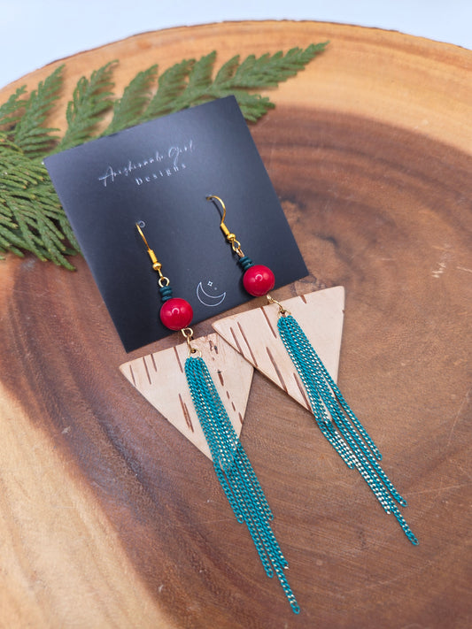 Coral & Birchbark Chandelier Dangles