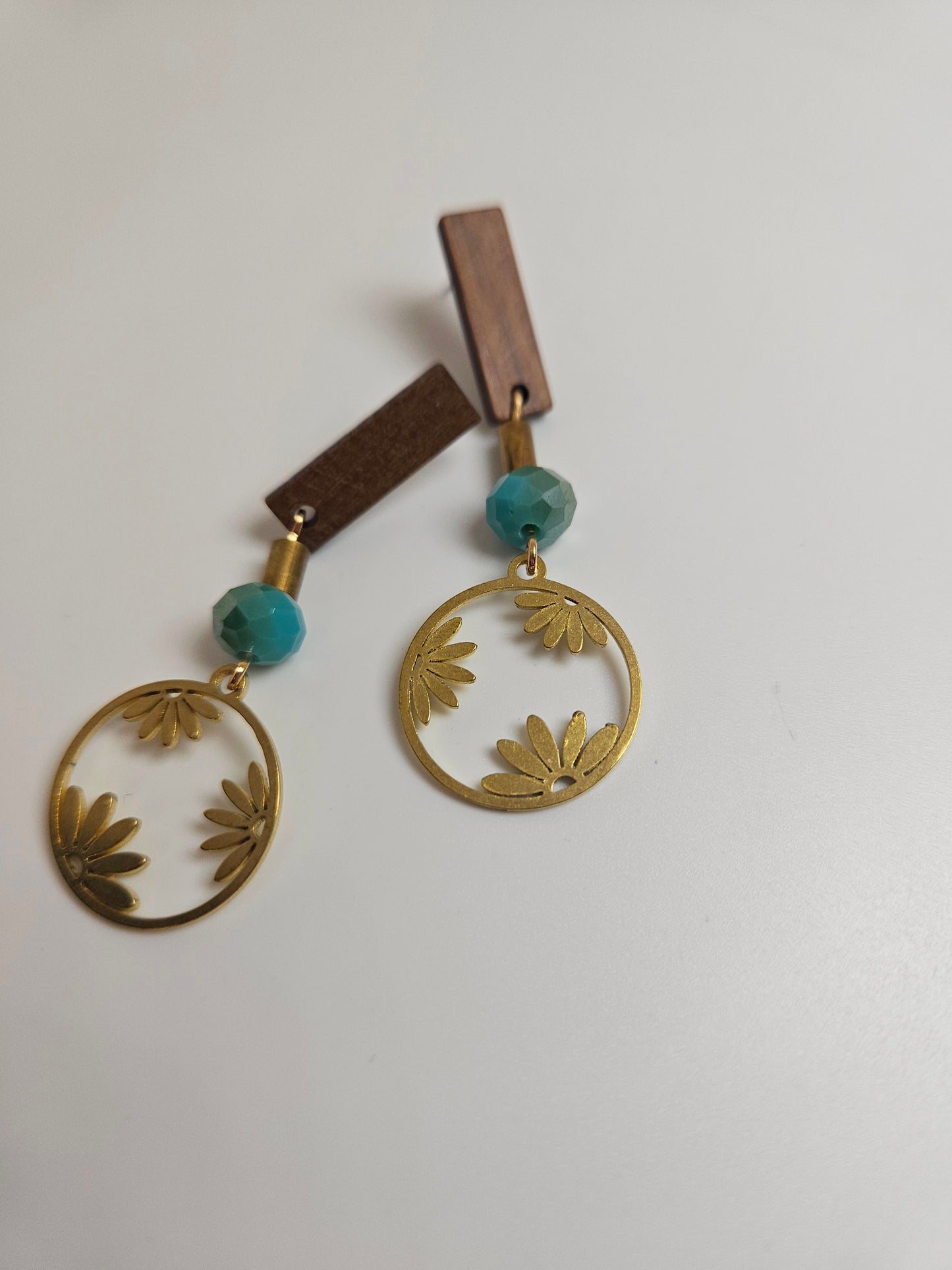 Brass & Wood Earrings