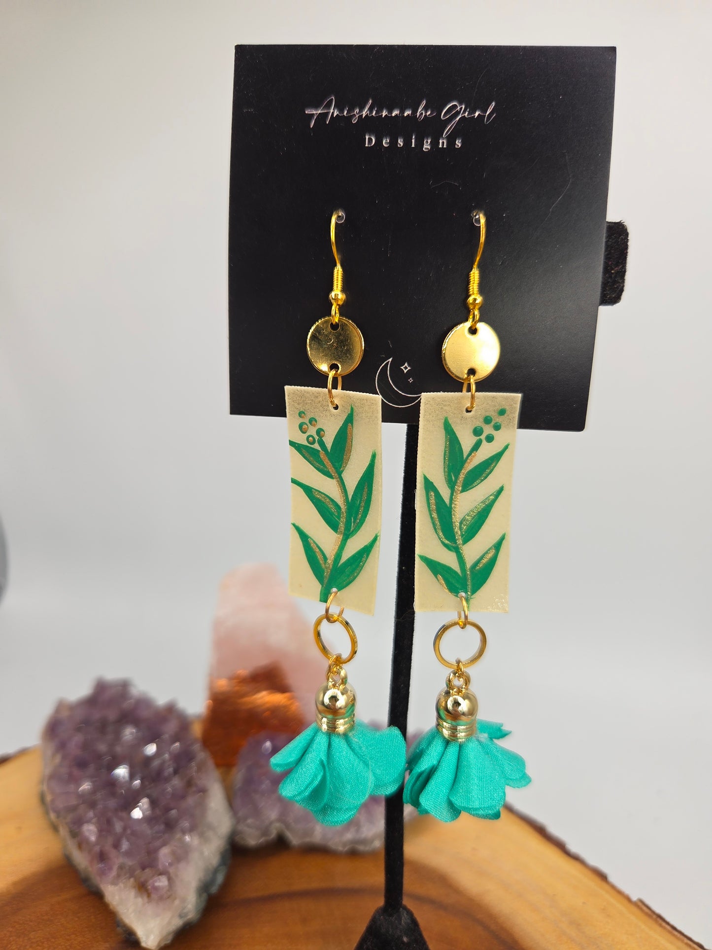 Painted Sage Parfleche Earrings