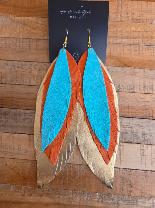 Leather Feather Earrings