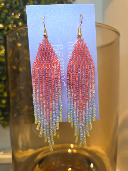 Prairie Sunrise Beaded Fringe Earrings - By Solstice Beading