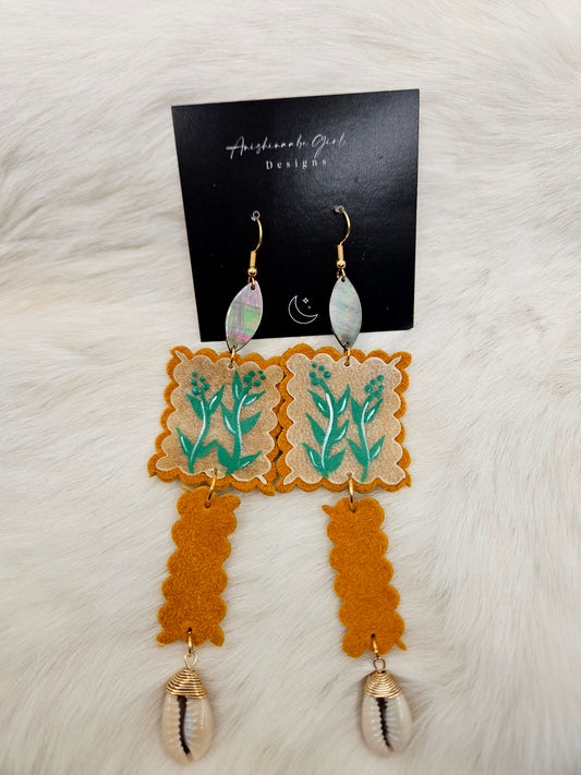 Moosehide & Parfleche Sage Painted Earrings